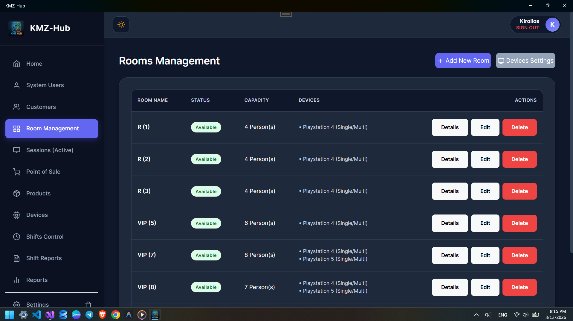 Rooms List